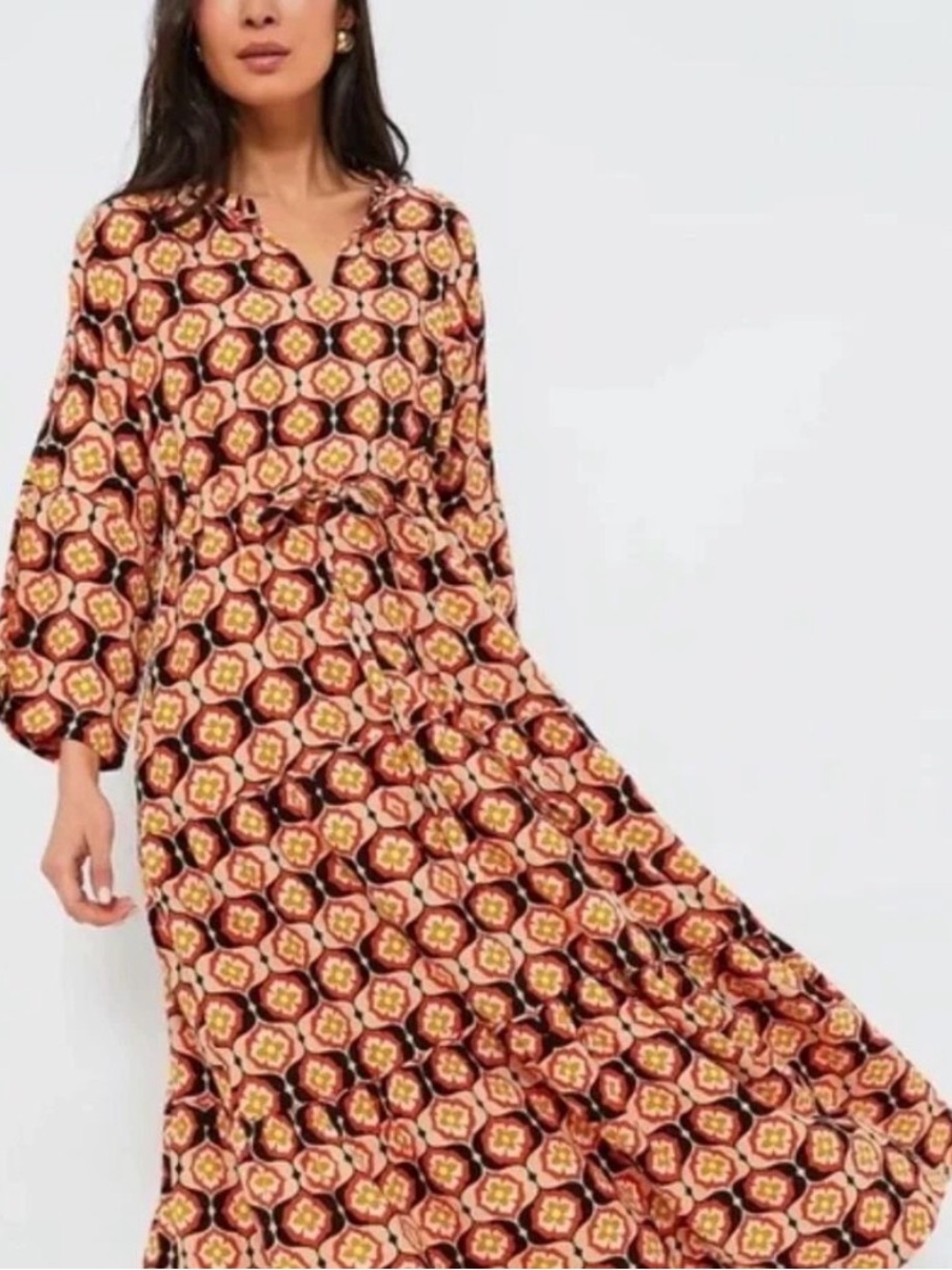 Tuckernuck NWT Honeycomb Bloom Marisol Tie-Waist linen Caftan size XS